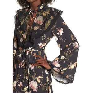 AFRM Floral Asymmetric-Hem Lace Tunic Top